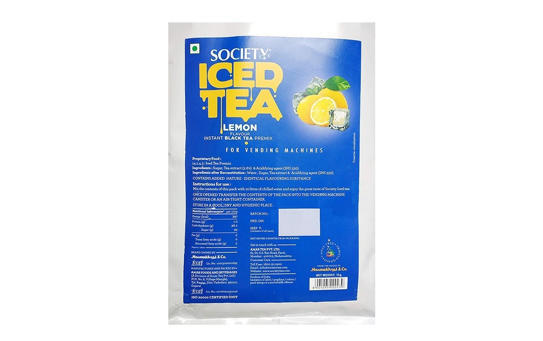 Society Iced Tea Lamon Flavour Instant Black Tea Premix   Pack  1 kilogram
